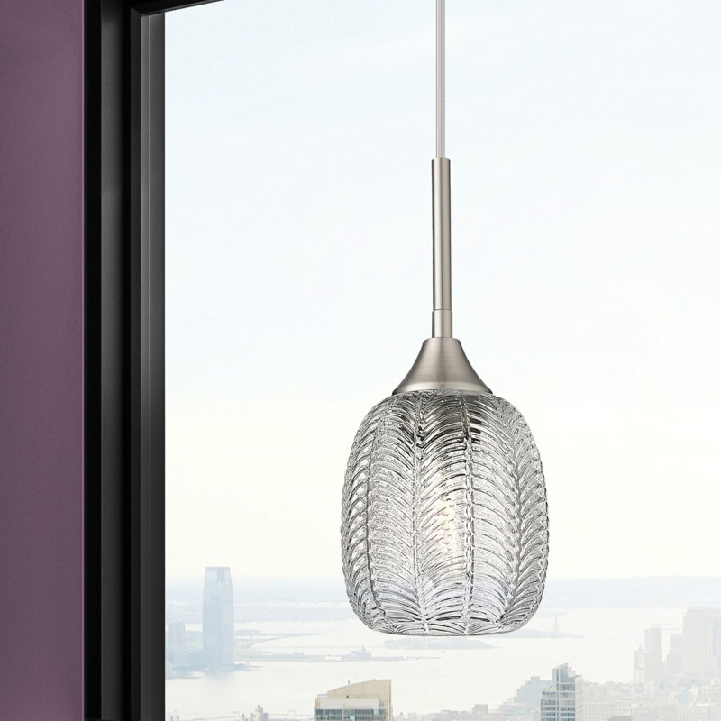 Luminaire suspendu à cordon 5,5 po 1 lumière Geramy, Nickel satiné