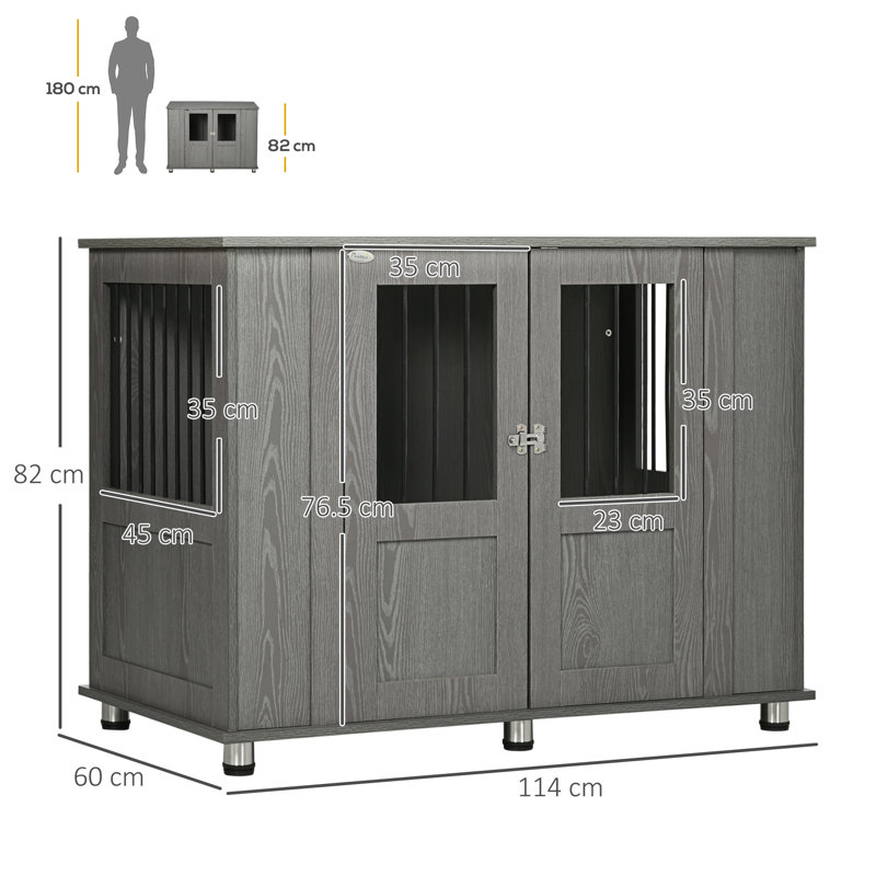 Dog Crate Furniture End Table for Extra Large Dogs Grey 114x60x82 cm