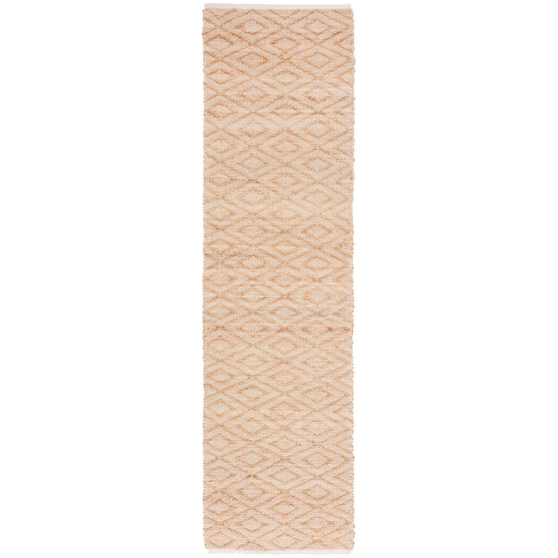 Tapis en jute de coton tissé à la main Klinton, Tapis de couloir 2 pi 3 po x 9 pi