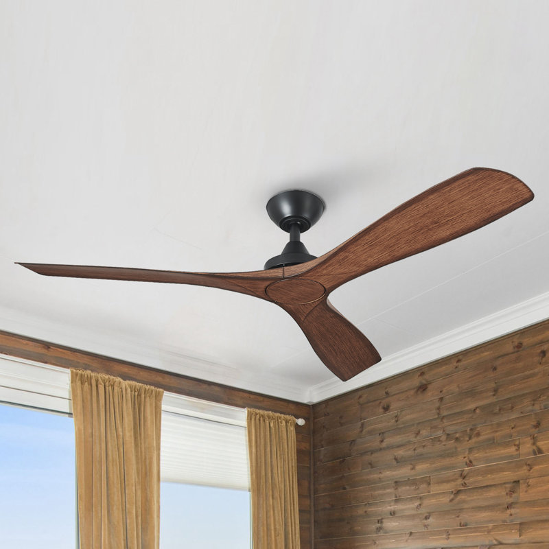 Ventilateur de plafond à 3 pales 52 "sans lumières avec télécommande Catlaina, Brun / noir