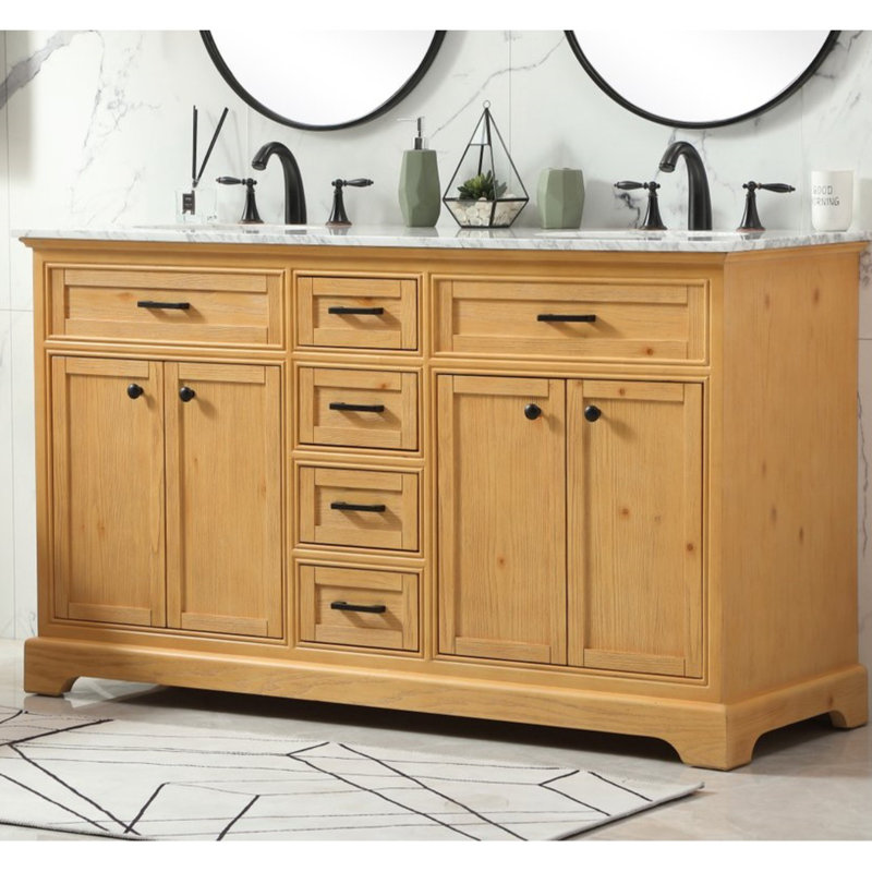 Ensemble de meuble-lavabo double 60 po Hermes, Naturel