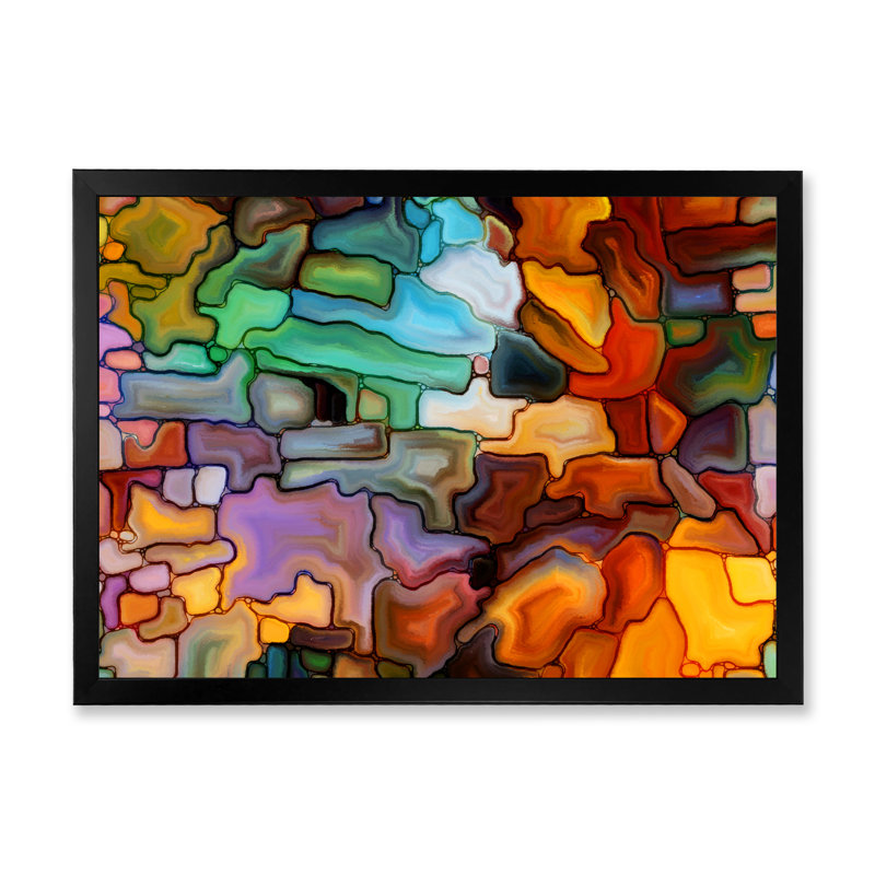 Élément de vitrail coloré - reproduction de cadre photo sur toile, Cadre noir, H 8 po x l 12 po x P 1 po