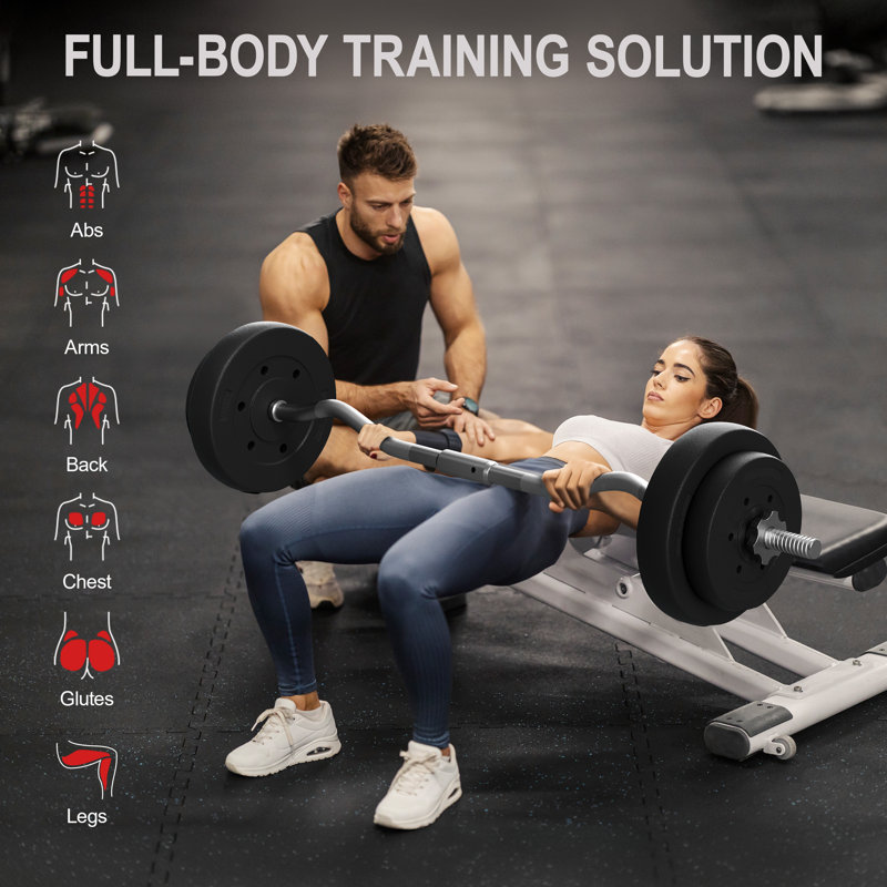 Barbell Weight Set for Strength Training, 65 LB