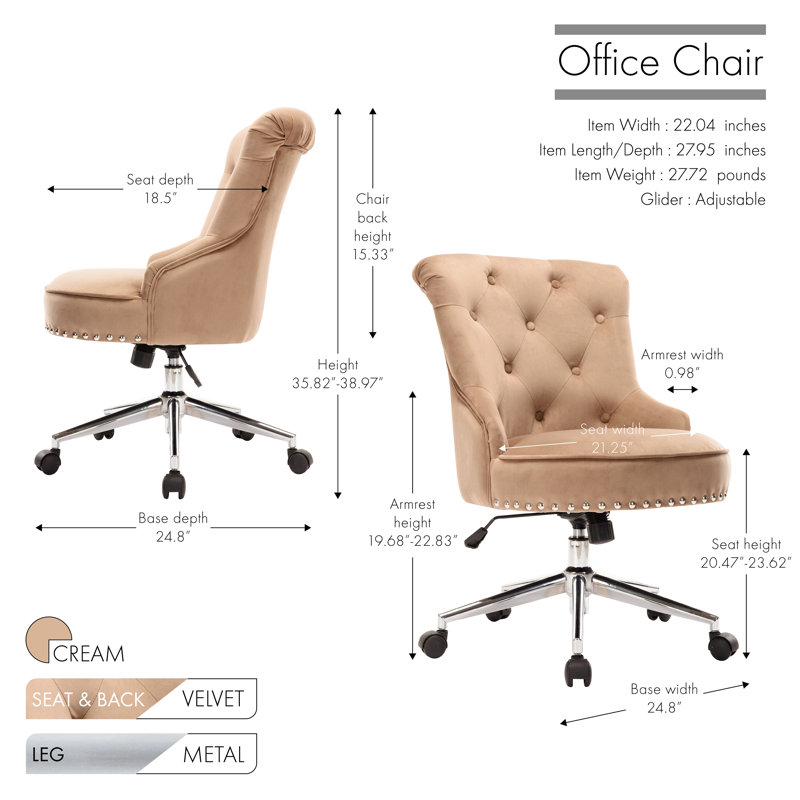 Ophelia & Co. Asilah Velvet Task Chair, Oatmeal
