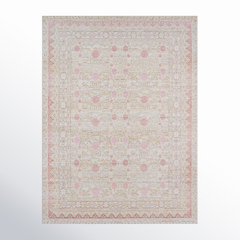 Tapis rose / jaune / rouge Finnley, Rectangle 4 pi x 6 pi