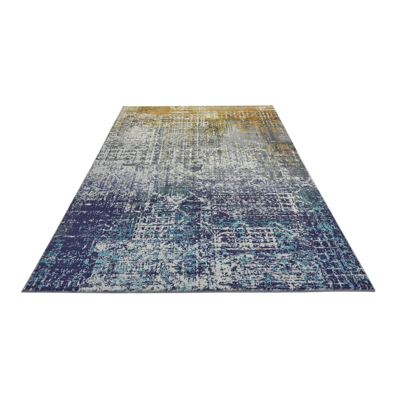 Lux Abstract Ultra soft Stain Guarded Blue Area Rug, Rectangle 120 x 180cm