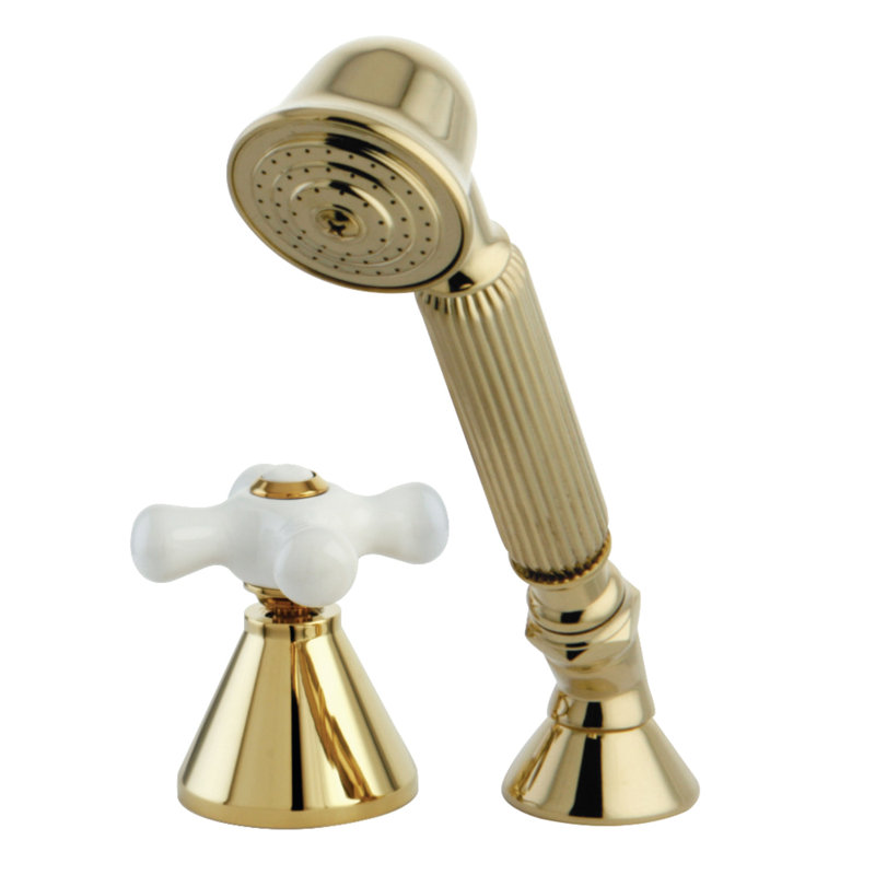 Kingston Brass Deck Mount Hand Shower with Diverter for Roman Tub Faucet, Polished Brass