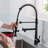 Heavy Duty Commercial Style Kitchen Sink Faucet, Single Handle Pre-Rinse Spring Sprayer Kitchen Faucets, High Arc Pull Down Matte Black Kitchen Faucet