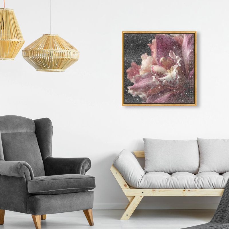 Velvet Labellum Print by Oliver Gal, 21"H x 21"W, Gold Floater Frame