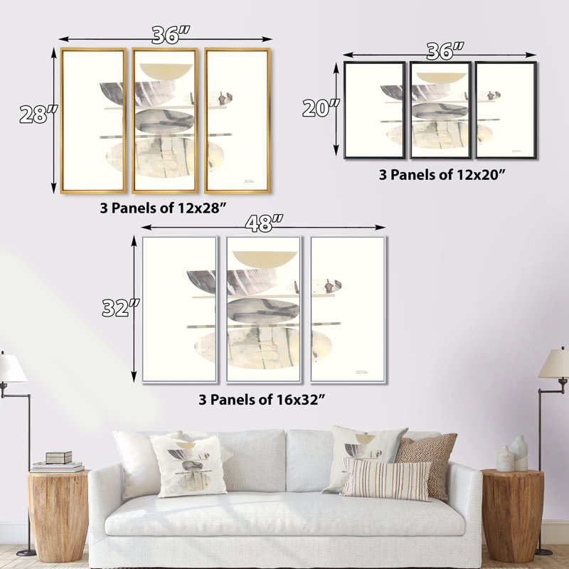 Ensemble de 3 encadrements géométriques neutres à motif géométrique Balance II - Shabby Elegance