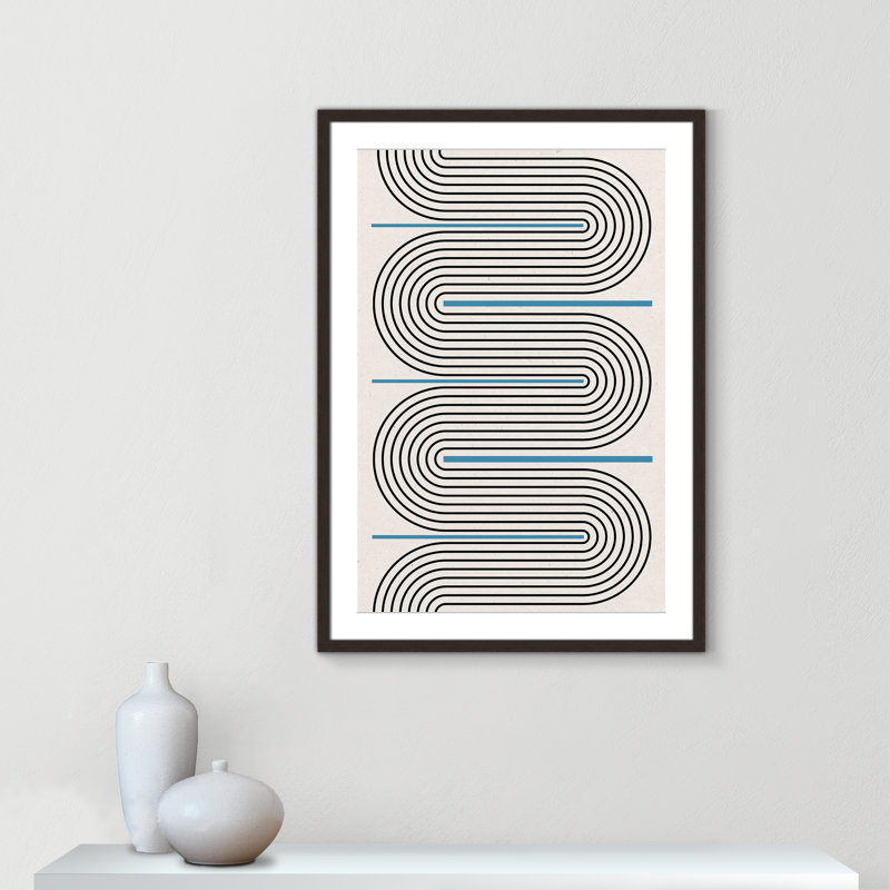 Curved Lines Symphony Print by Miuus Studio, 25.5'' W x 35.5'' H, Matted Print, Open Grain Walnut