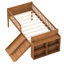 Lit avec glissade et tablette de rangement à cadre simple, garde-corps plateforme, noyer, sans sommier, protège contre les chutes de lit-130155595