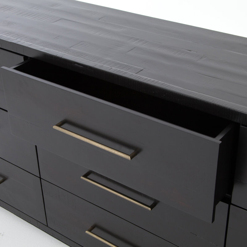 Alexa 88" Burnished Black Acacia 9-Drawer Dresser