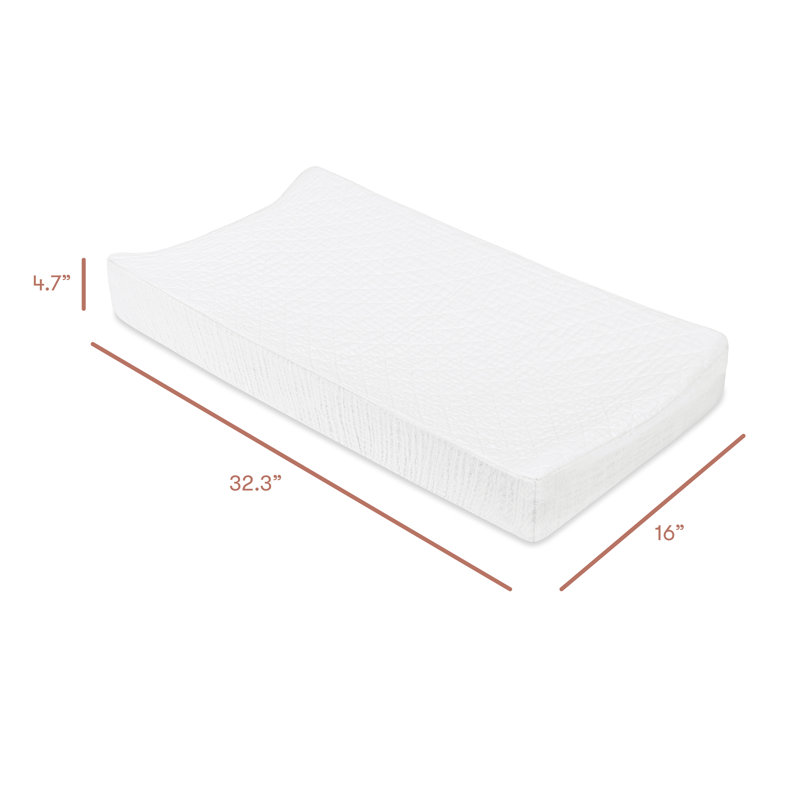 White Quilted Organic Cotton Muslin Changing Pad Cover
