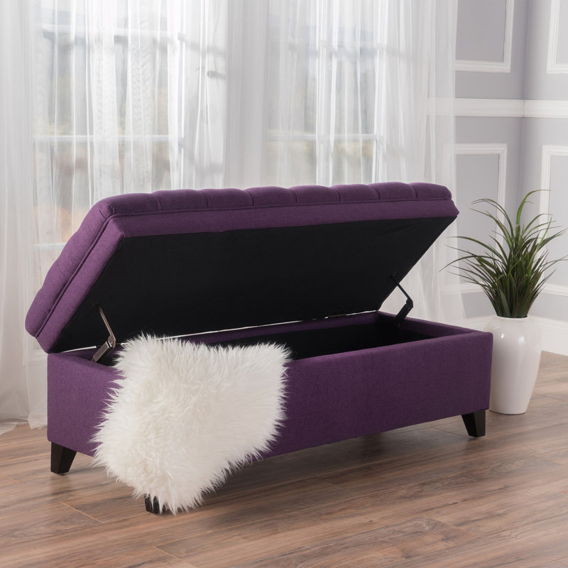 Banc de rangement rembourré en polyester Twania, Mauve