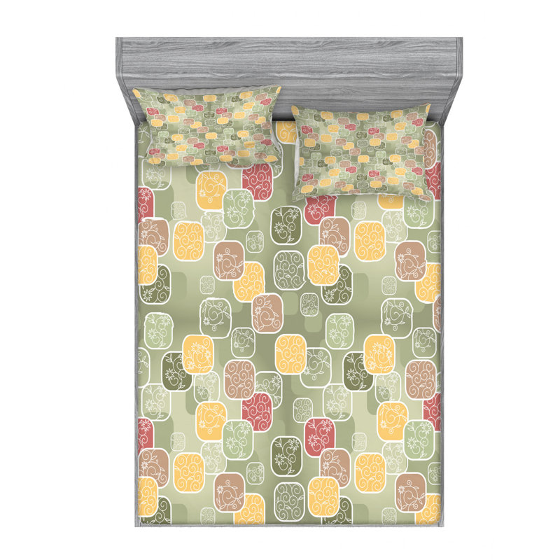 Microfiber Geometric Sheet Set, Full Sheet Set + Fitted Sheet + 2 Pillowcases
