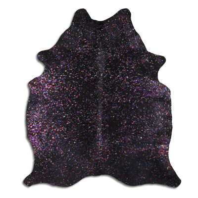 Custom Colorful Metallic on Black Cowhide Rug