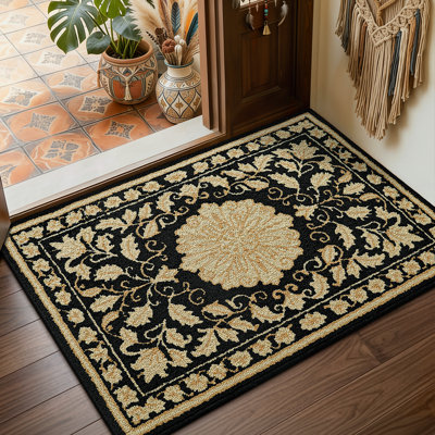 Luxury Non-Slip Washable Floral Indoor Doormat