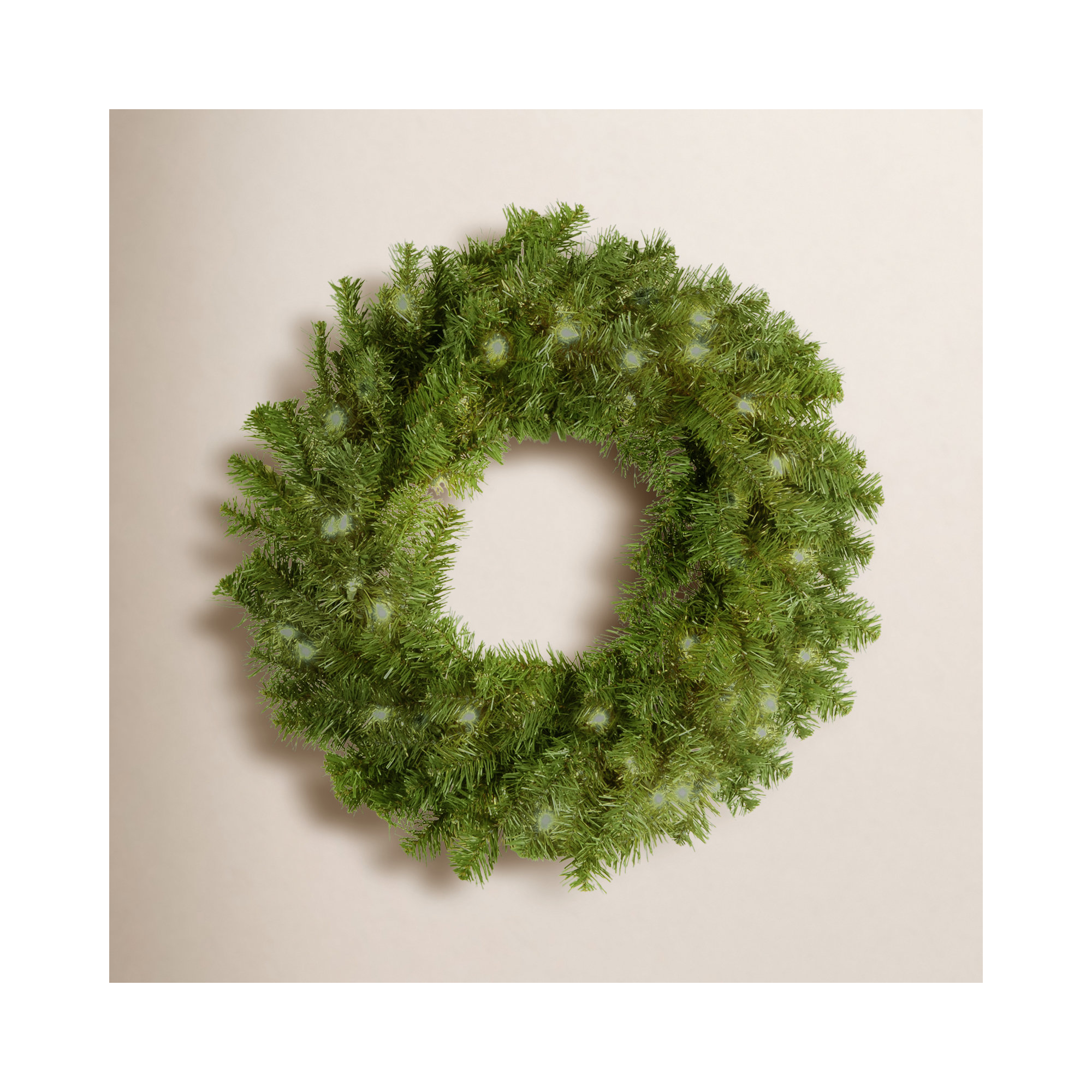 The Holiday Aisle® 24" Kincaid Spruce Wreath with Lights, Clear/White Lights