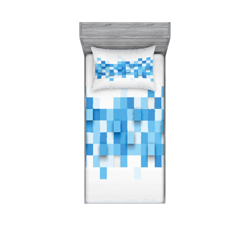 Ensemble de draps mosaïque graphique 3d, Ensemble de draps pour lit simple TG avec drap-hou