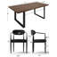 Ensemble de table de salle à manger 7 pièces en noyer moderne pour table rectangulaire en grain de bois de 6,71 po avec base en métal noir et fauteuils rembourrés-1990946346-1990946344