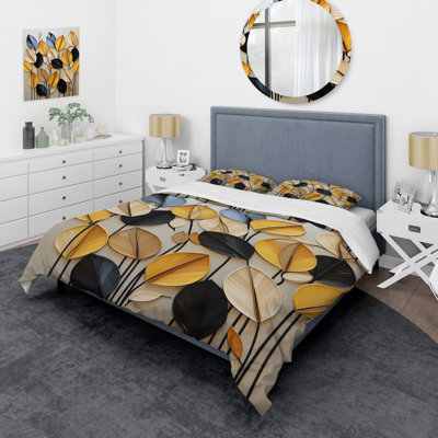 Ensemble de housse de couette jaune et noir Natures Leaf Essence 1 - Tachisme