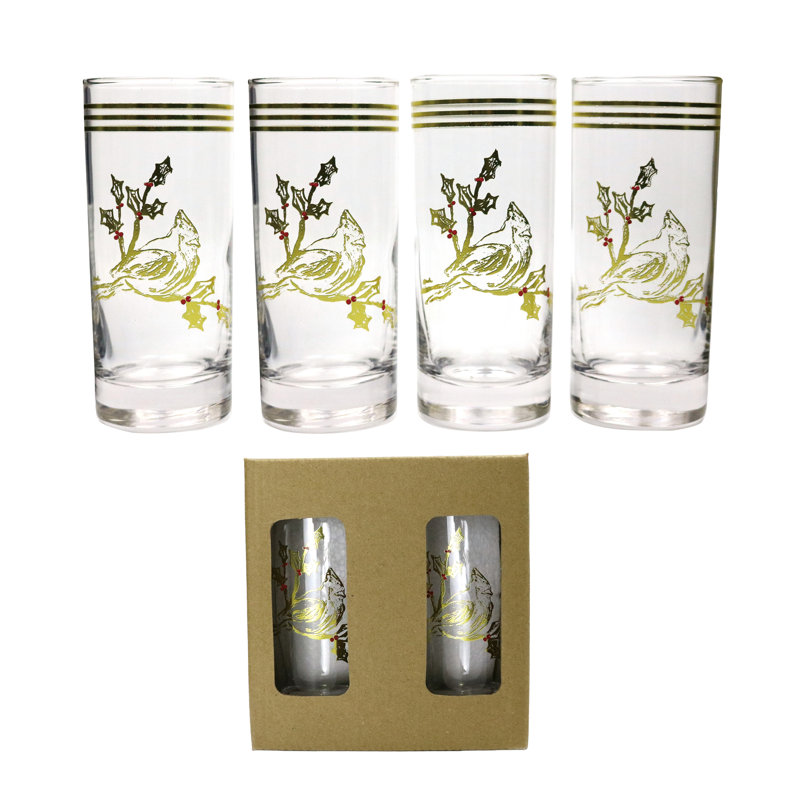 Ensemble de 4 verres élégants en verre Cardinal Gold, parfait pour les fêtes de fin d'année, 12 oz, idéal pour une utilisation à l'intérieur
