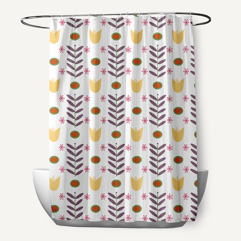 Rideau de douche Waynesville Floral par E by Design, Blanc