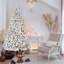 Arbre de Noël 4 pi avec 150 lumières UL colorées et 21 pommes de pin naturelles - 366 pointes en PVC enneigées, branches articulées, support en métal stable, installation facile-118094969