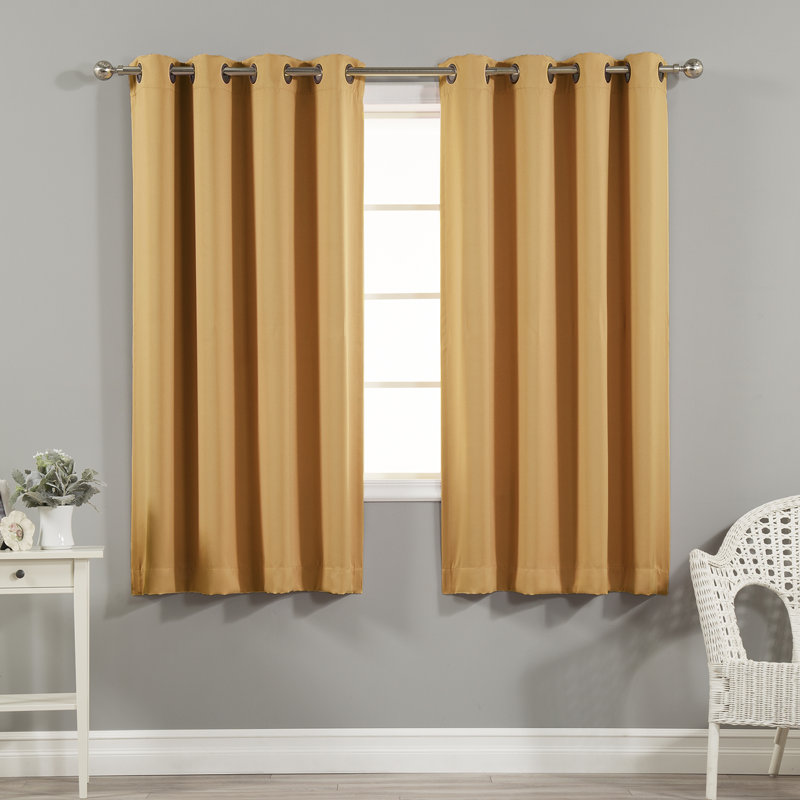 Adina Sevan Solid Thermal Grommet Curtain Panels, 52"W x 120"L, Orange
