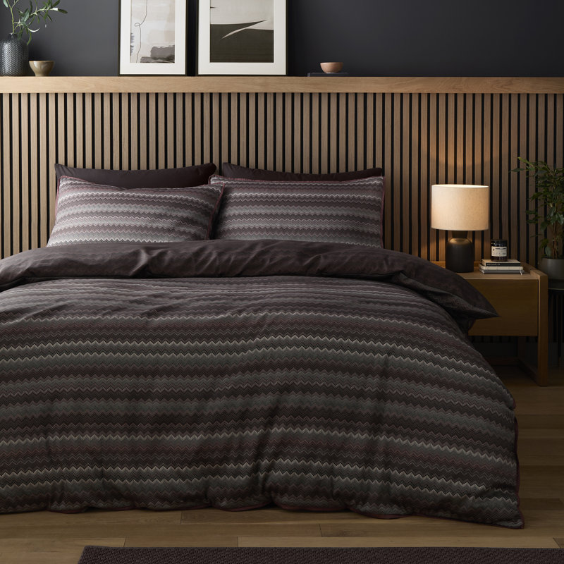 Chevron Stripe Cotton Striped Duvet Cover Set, Super King Bed (260 x 220 cm)