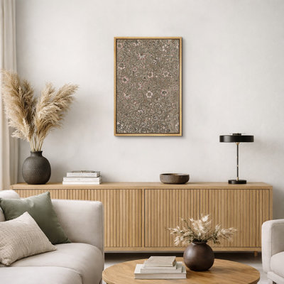 Abstract Botanical Vintage Brown Botanical Floral Artwork, Classic Modern Living Room Pictures, Giclee Canvas Digital Print Framed Wall Art