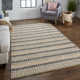 Orion Striped Handwoven Wool Area Rug in Natural/Beige/Ivory