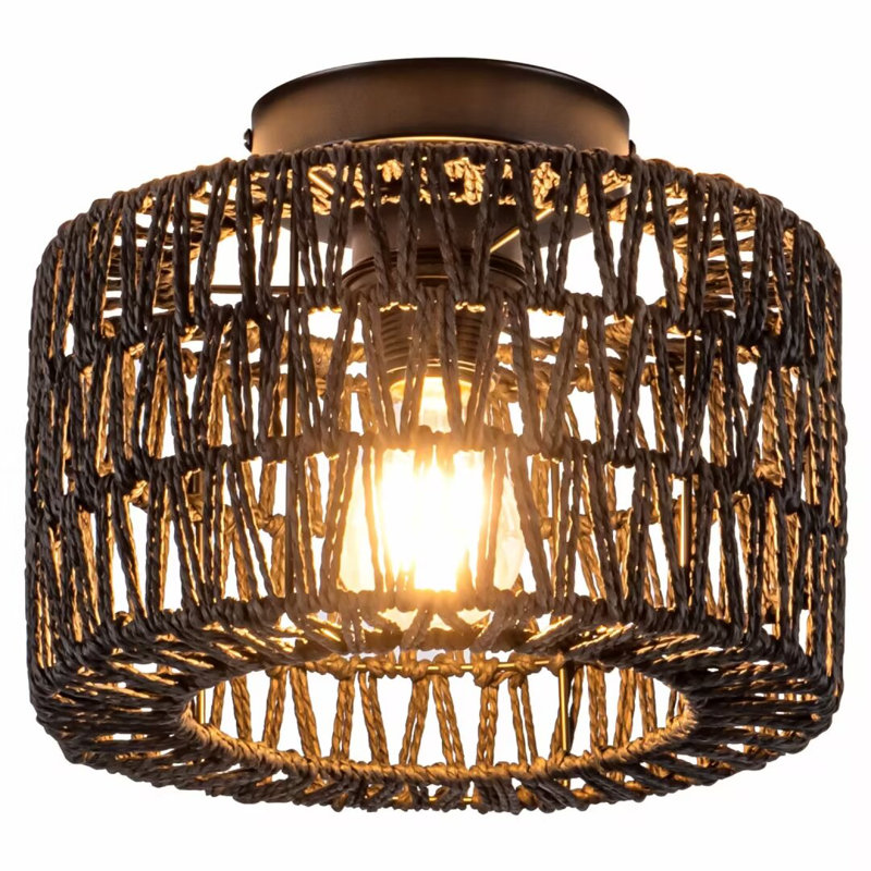 Bay Isle Home™ 1-Light Rattan Flush Mount Ceiling Light, | Wayfair