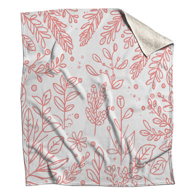Pink Botanical Leaves Blankets