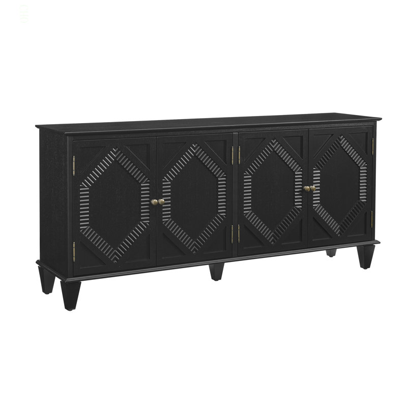 Buffet 65,5 po Mid Century Modern Buffet, Noir
