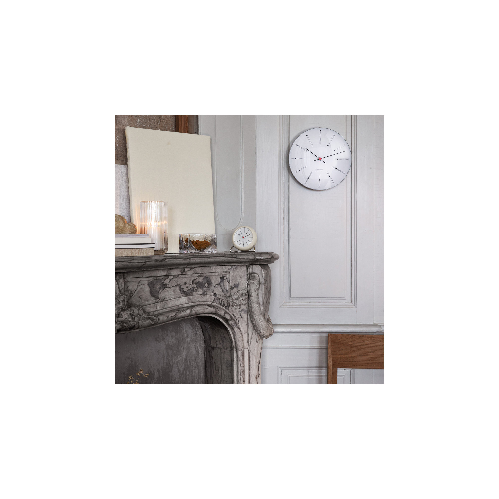 Bankers Electric Clock, White/Silver