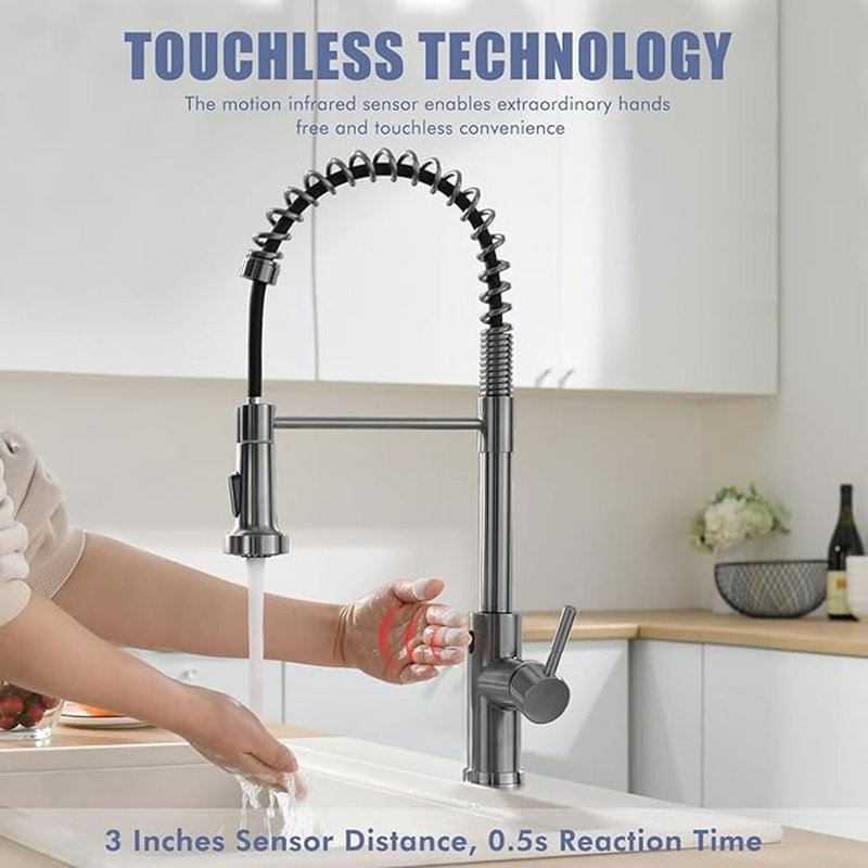 Robinet de cuisine GIMILI Touchless, Acier inoxydable noir