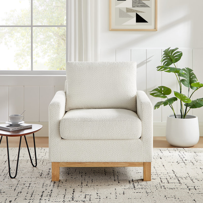 Fauteuil d'appoint 29,53 po Deodhar, Mélange de polyester blanc