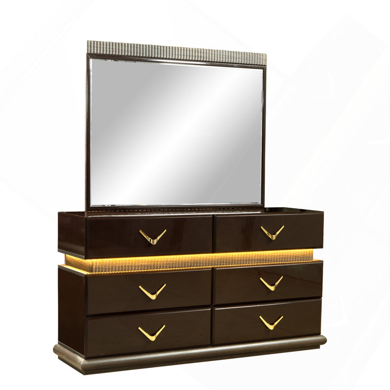 Commode à 6 tiroirs de style moderne en bois brun
