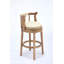 Tabourets de bar en cuir de vache avec dessus en bois, chaise de bar pivotante à 360 degrés avec dossier, tabourets de bar à hauteur de bar pour la cuisine, la salle à manger et le bar (beige, 1 pièce)-1574314582