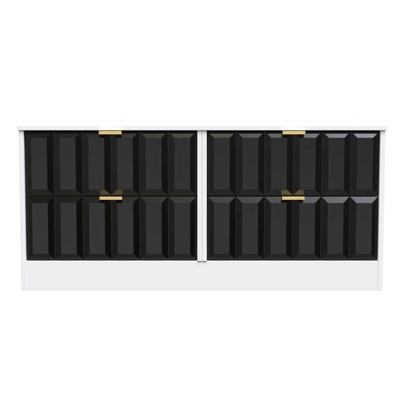 115 cm W Chest of 4 Drawers, Deep Black/White