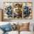Toile avec cadre flottant or