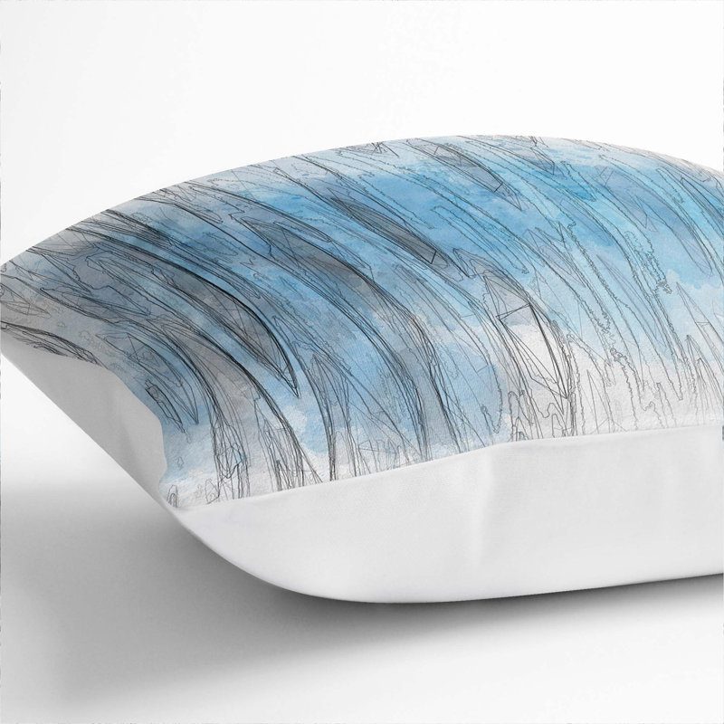 Abstract Square Throw Cushion, 40cm H x 40cm W x 15cm D, White