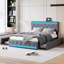 Estella Linen Upholstered Bed With LED Lights, USB Ports & 4 Drawers-1496149292