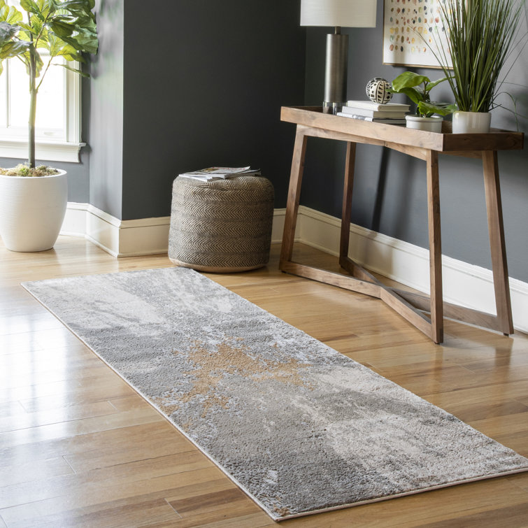 Ogrady Modern Abstract Power Loom Silver Rug