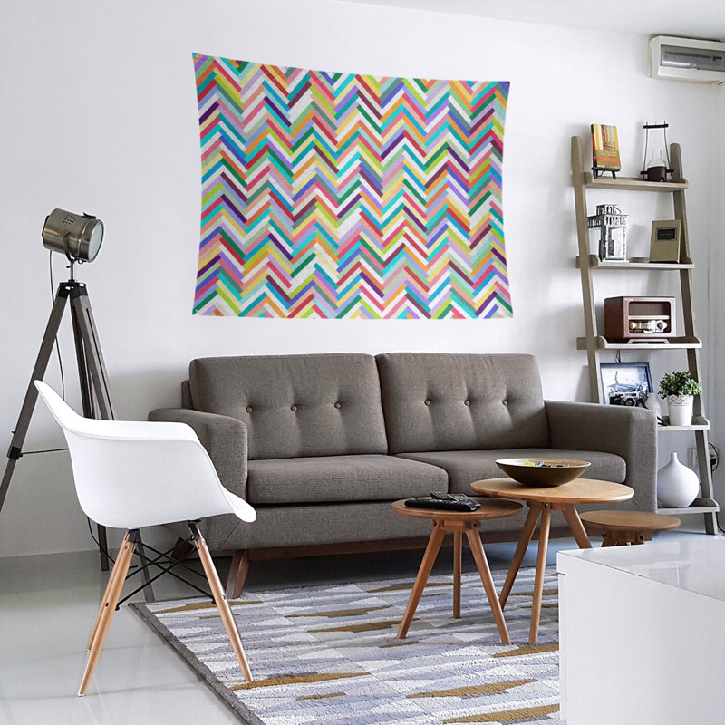 Tapisserie murale chevrons, H 68 po x l 80 po, Arc-en-ciel
