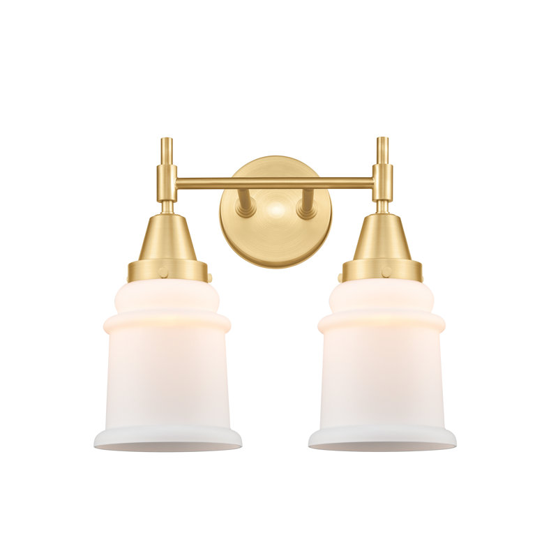 Éclairage pour meuble-lavabo à 2 lumières à intensité variable Gayle, Transparent, Ampoule non incluse, Laiton brossé