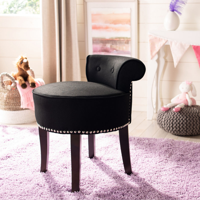 Tryphosa Solid Wood Accent Stool, Black