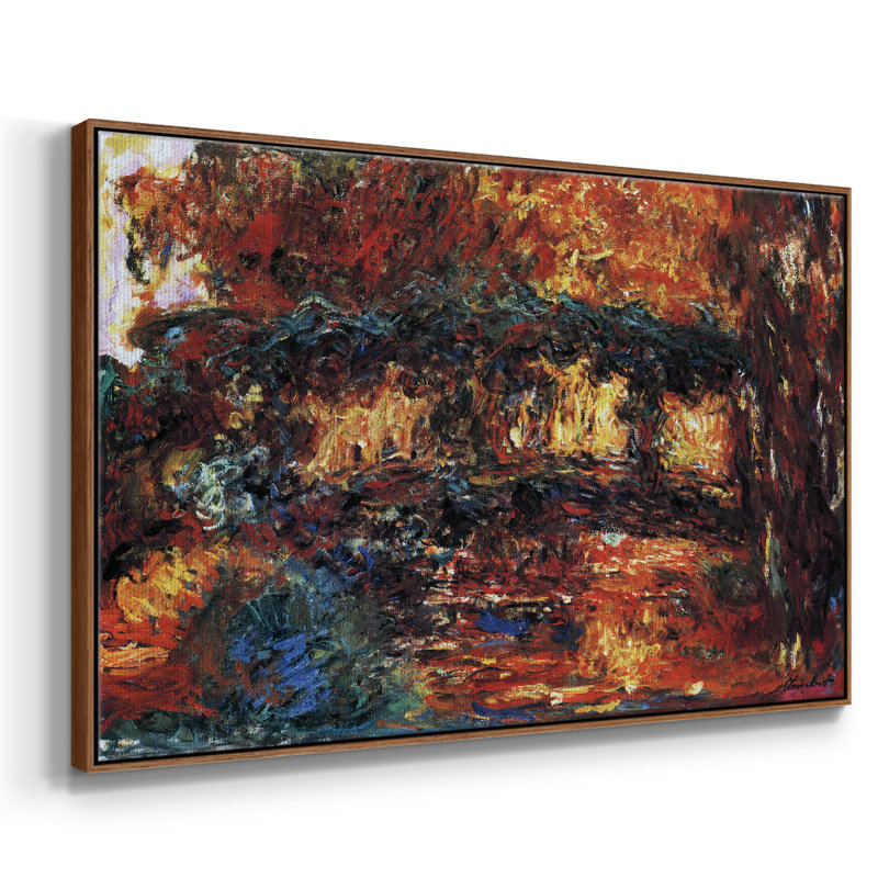 Le pont japonais encadré sur toile par Claude Monet, Noyer, H 17 po x l 25 po x P 2 po